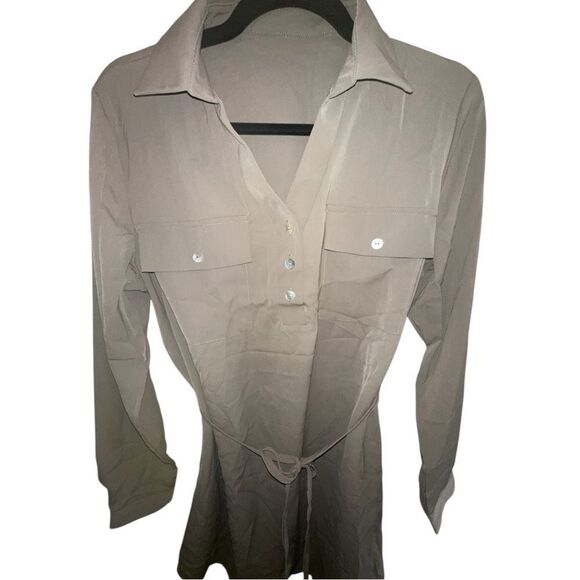 NWTs Cupshe Shirt Collar Belted Pocket Dress Size Small - Picture 2 of 4